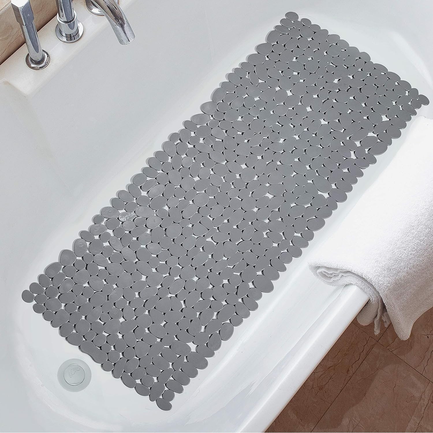 Bath Mat With Non-Slip Grip And Natural Pebble Design For Shower And Bathroom Eco-Friendly With Strong Suction Cups For Secure Hold - Image 5