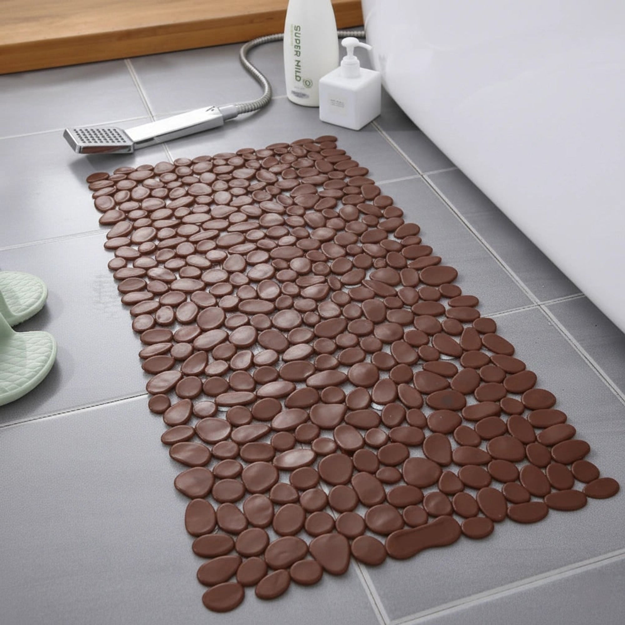 Bath Mat With Non-Slip Grip And Natural Pebble Design For Shower And Bathroom Eco-Friendly With Strong Suction Cups For Secure Hold - Image 7