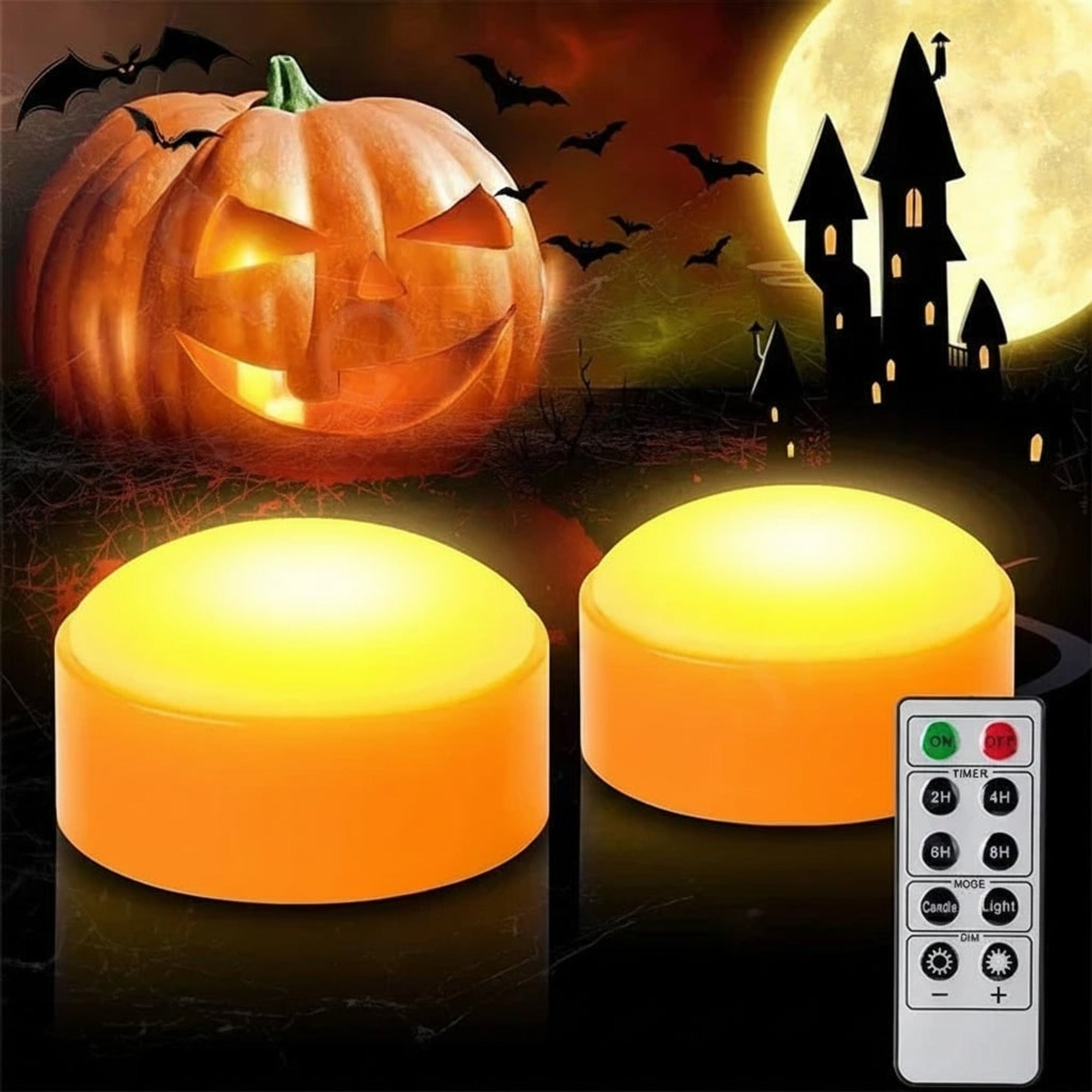 Battery Operated Pumpkin Lights With Remote Control Halloween Lanterns & Candlelight With Steady And Flickering Modes - Image 3