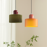 Bauhaus Pendant Light With Coloured Translucent Glass Shade - Image 1