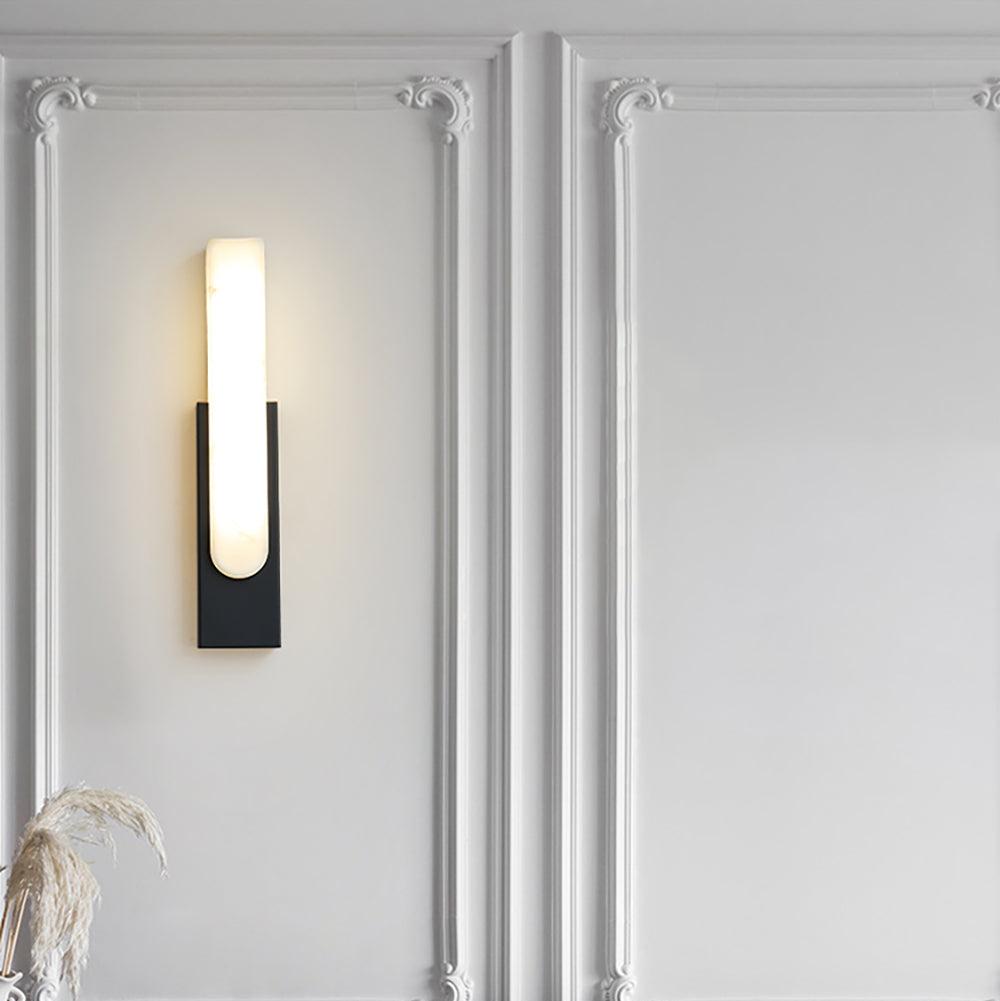 Modern Alabaster-Effect Brass Wall Sconce LED 1-Light Lasson Living