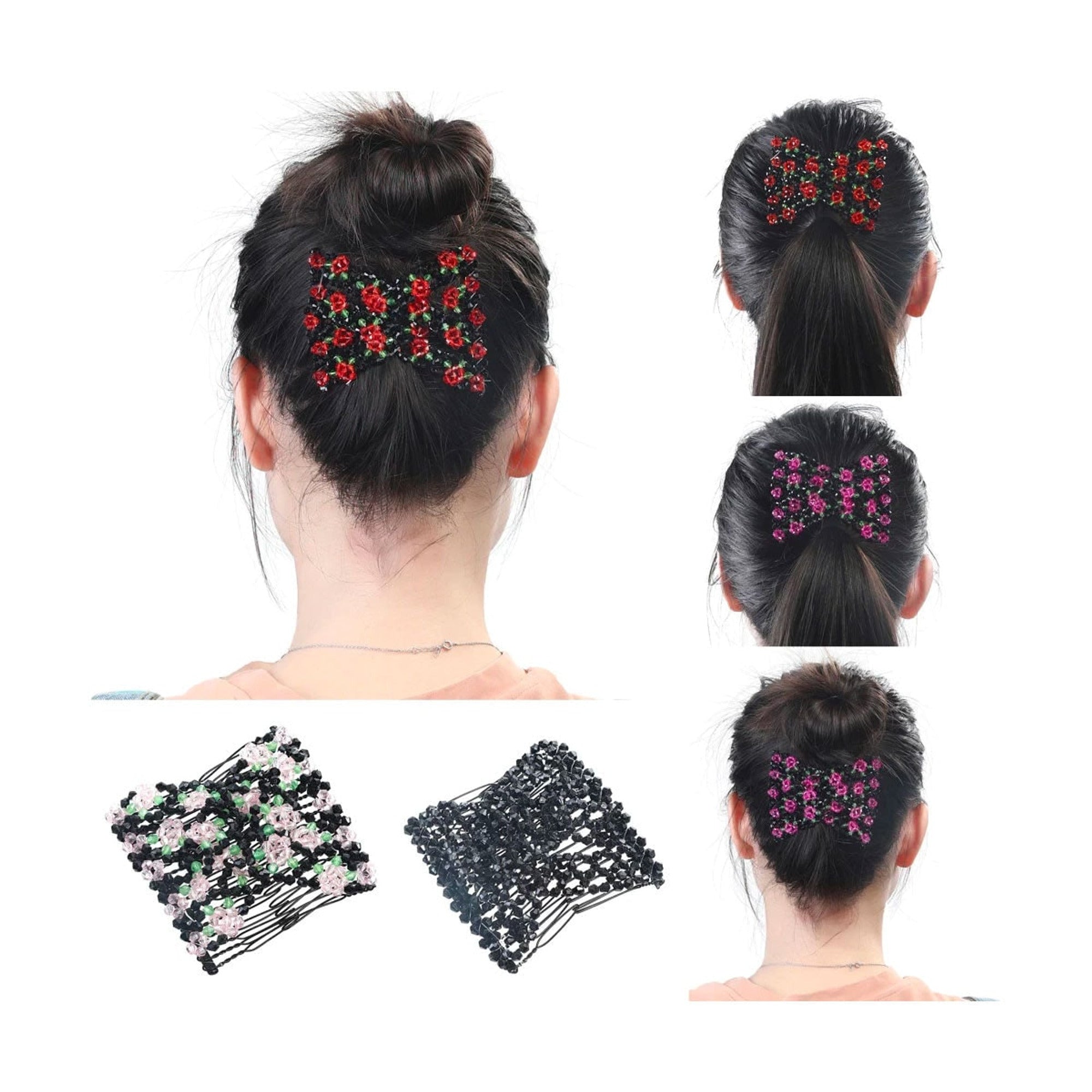 Beaded Hair Comb With Stretchable Design For Secure Styling - Image 1