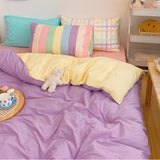 Bedding Set Pastel Rainbow Striped Duvet Cover And Pillowcases - Image 2