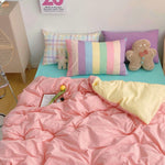 Bedding Set Pastel Rainbow Striped Duvet Cover And Pillowcases - Image 6