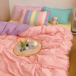 Bedding Set Pastel Rainbow Striped Duvet Cover And Pillowcases - Image 9