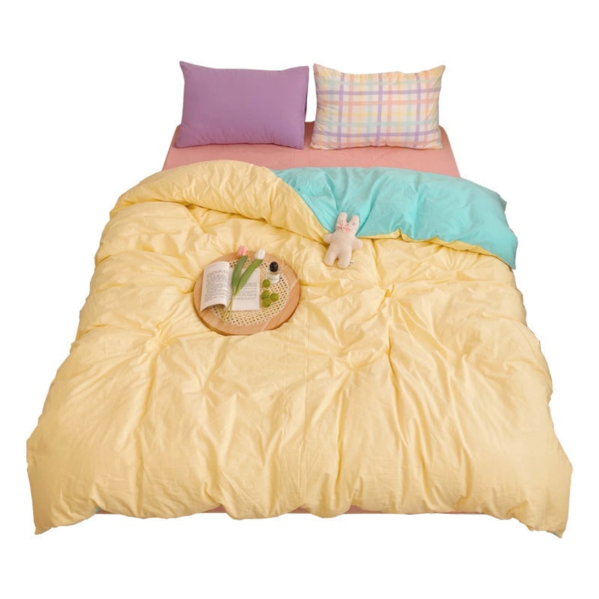 Bedding Set Pastel Rainbow Striped Duvet Cover And Pillowcases - Image 7