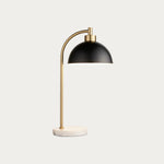 Black Table Lamps With Antique Brass Dome Shade And Marble Base - Image 1