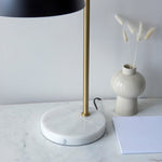 Black Table Lamps With Antique Brass Dome Shade And Marble Base - Image 3