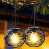 Black Wire Mesh Solar Hanging Halloween Lanterns With Warm LED - Image 2