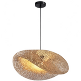Boho Braided Bamboo Pendant Light With Black Base - Image 12
