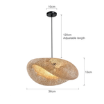 Boho Braided Bamboo Pendant Light With Black Base - Image 3