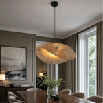 Boho Braided Bamboo Pendant Light With Black Base - Image 4