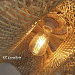 Boho Braided Bamboo Pendant Light With Black Base - Image 8