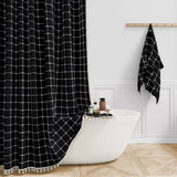 Boho Linen Shower Curtain With Tassel Hem - Image 3