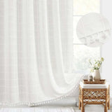 Boho Linen Shower Curtain With Tassel Hem - Image 4
