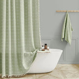 Boho Linen Shower Curtain With Tassel Hem - Image 5