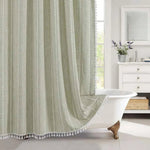 Boho Linen Shower Curtain With Tassel Hem - Image 7