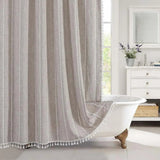 Boho Linen Shower Curtain With Tassel Hem - Image 8