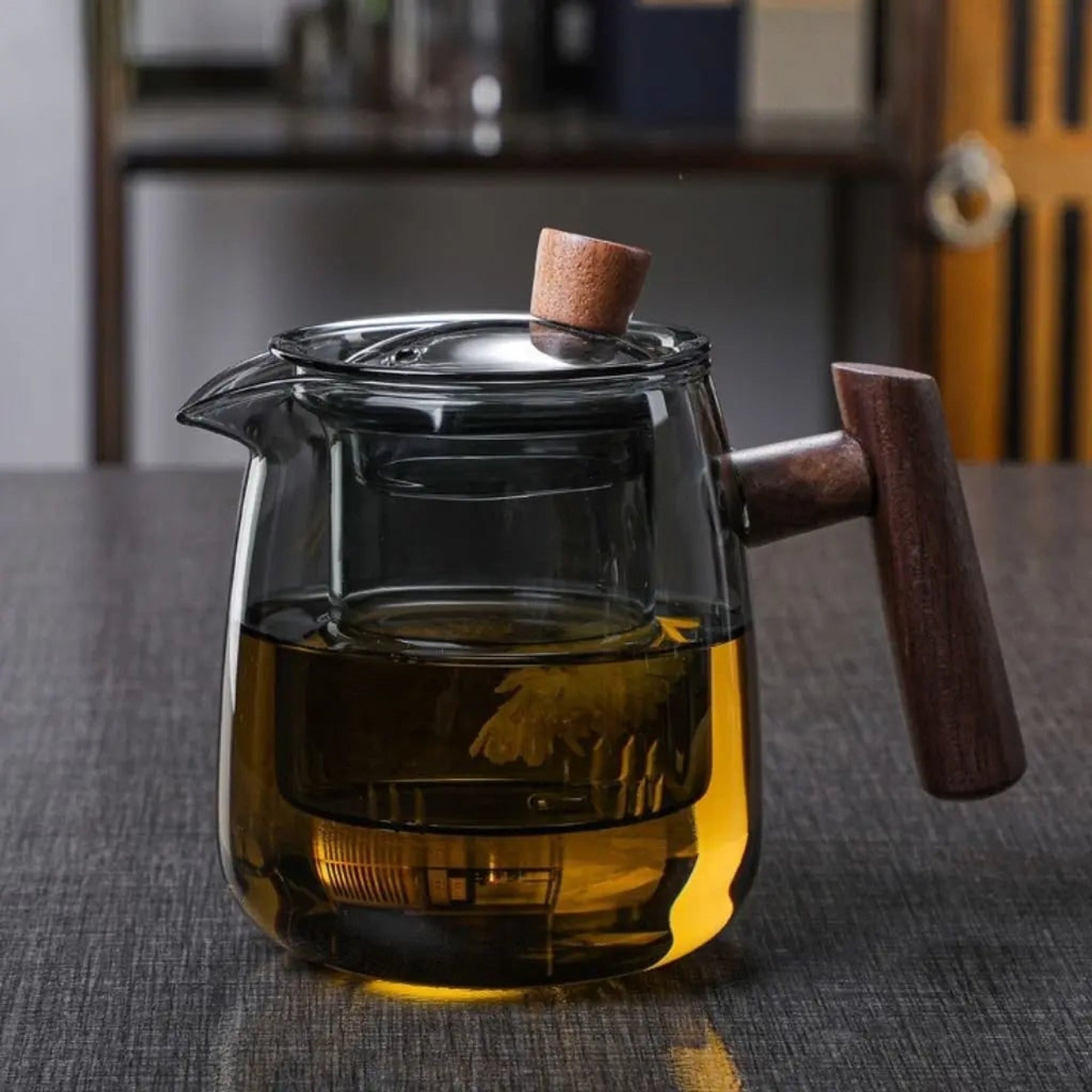 Borosilicate Glass Teapot With Detachable Infuser And Wooden Handle - Image 3