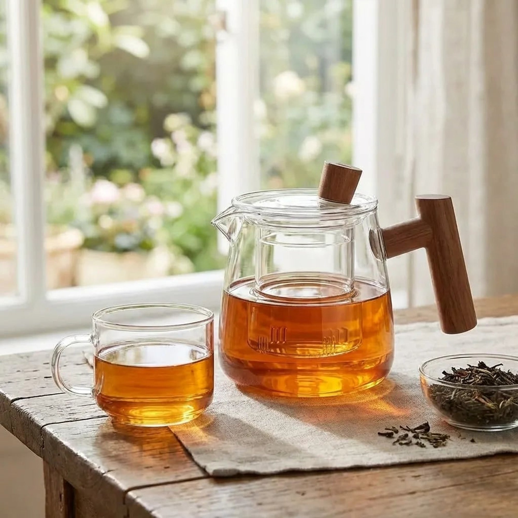 Borosilicate Glass Teapot With Detachable Infuser And Wooden Handle - Image 6
