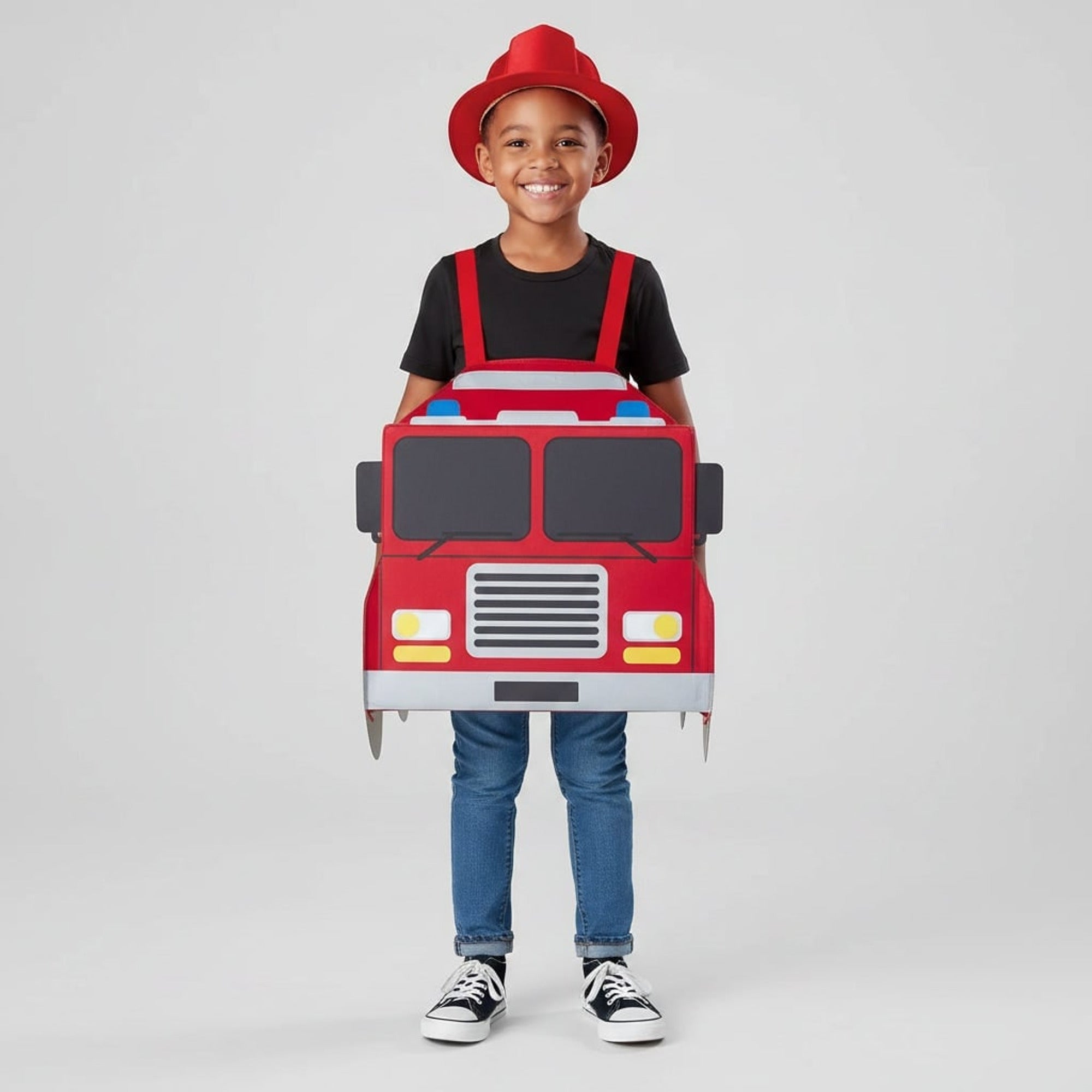 Boys' Halloween Firefighter Costume With Fire Chief Badge And Reflective Stripes Plus Structured 3D Engine Backpack - Image 6