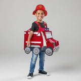 Boys' Halloween Firefighter Costume With Fire Chief Badge And Reflective Stripes Plus Structured 3D Engine Backpack - Image 4