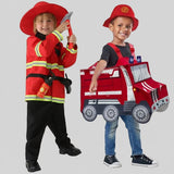 Boys' Halloween Firefighter Costume With Fire Chief Badge And Reflective Stripes Plus Structured 3D Engine Backpack - Image 5