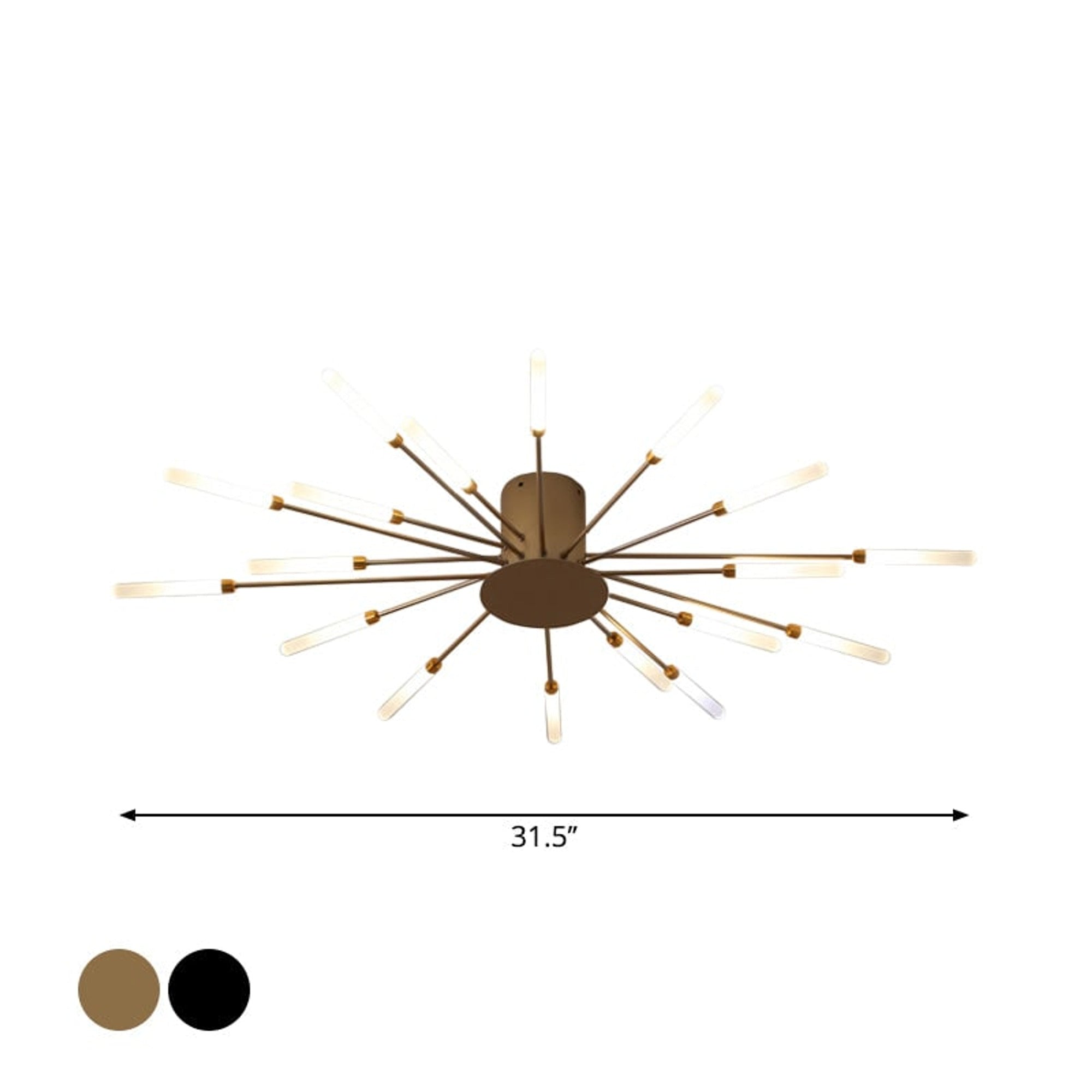 Burst Ceiling Light LED Ceiling Lights Modern Semi-Recessed Starburst Design For Bedroom - Image 3