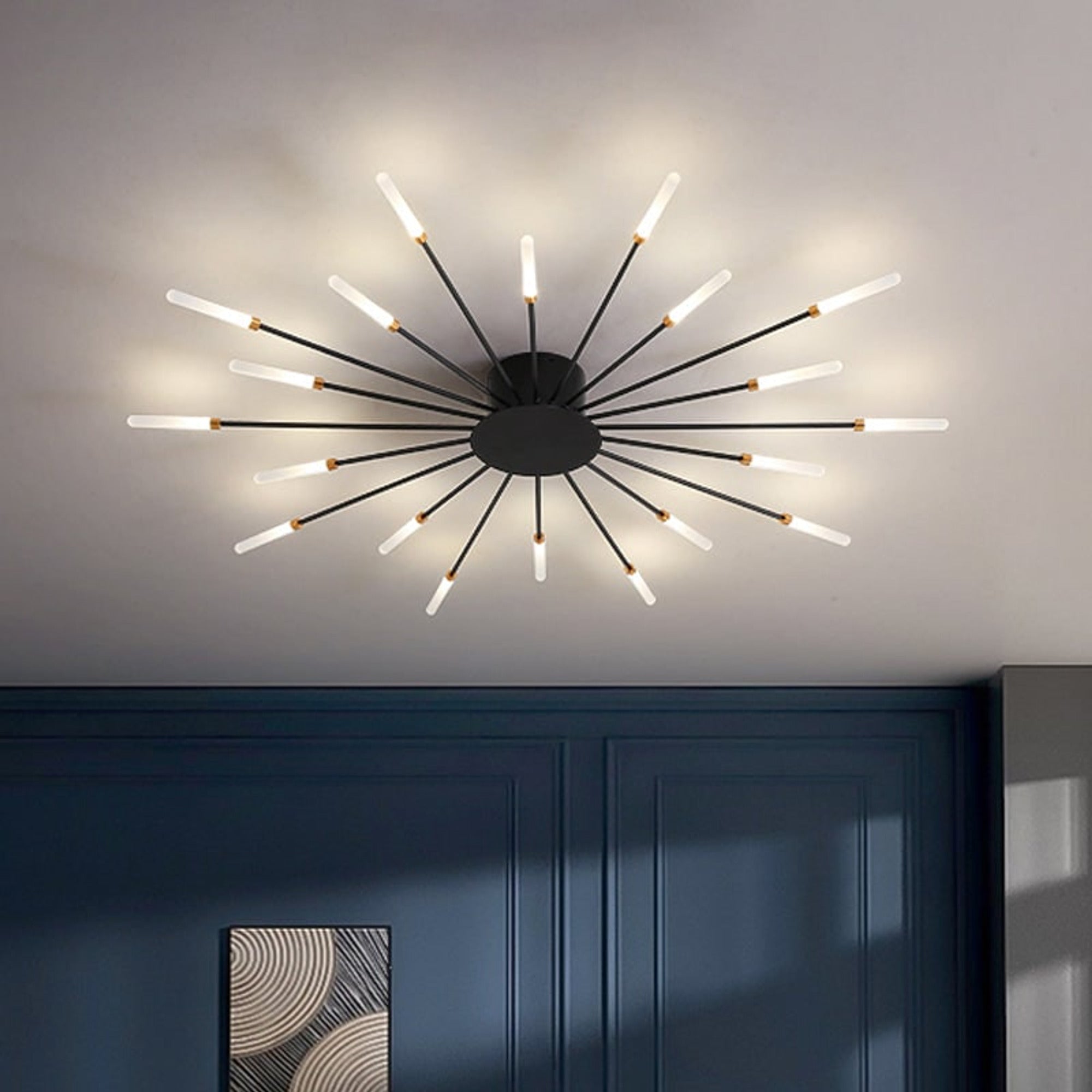 Burst Ceiling Light LED Modern Semi-Recessed Ceiling Fixture Starburst Design - Image 11