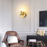 Art Deco Brass Glass Seashell Wall Sconce LED 1-Light Lasson Living