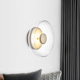 Minimalist Brass & Glass Round Wall Sconce LED 1-Light Lasson Living