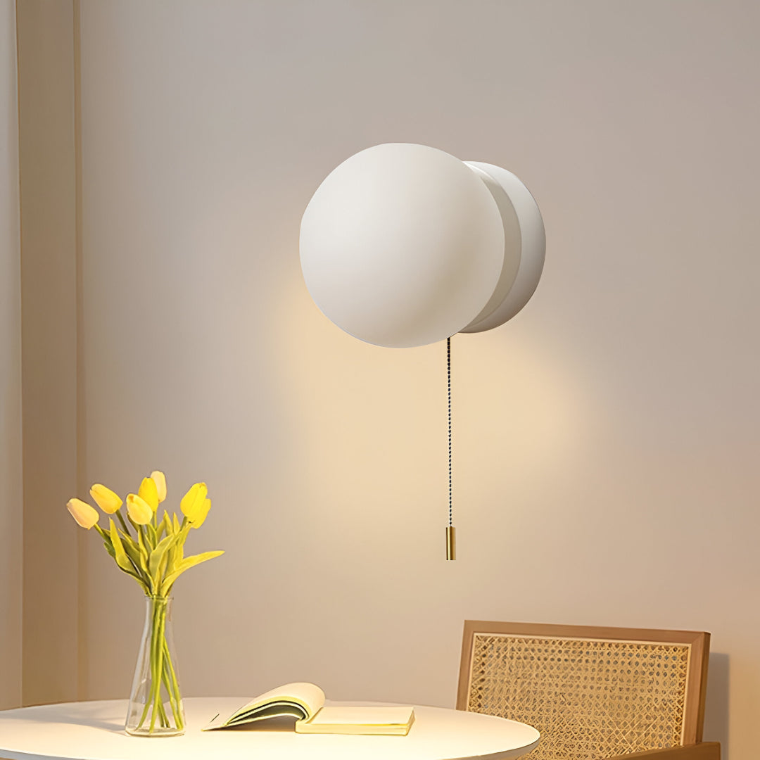 Nordic Minimalist Glass Globe Wall Sconce LED 1-Light with Pull Cord Lasson Living