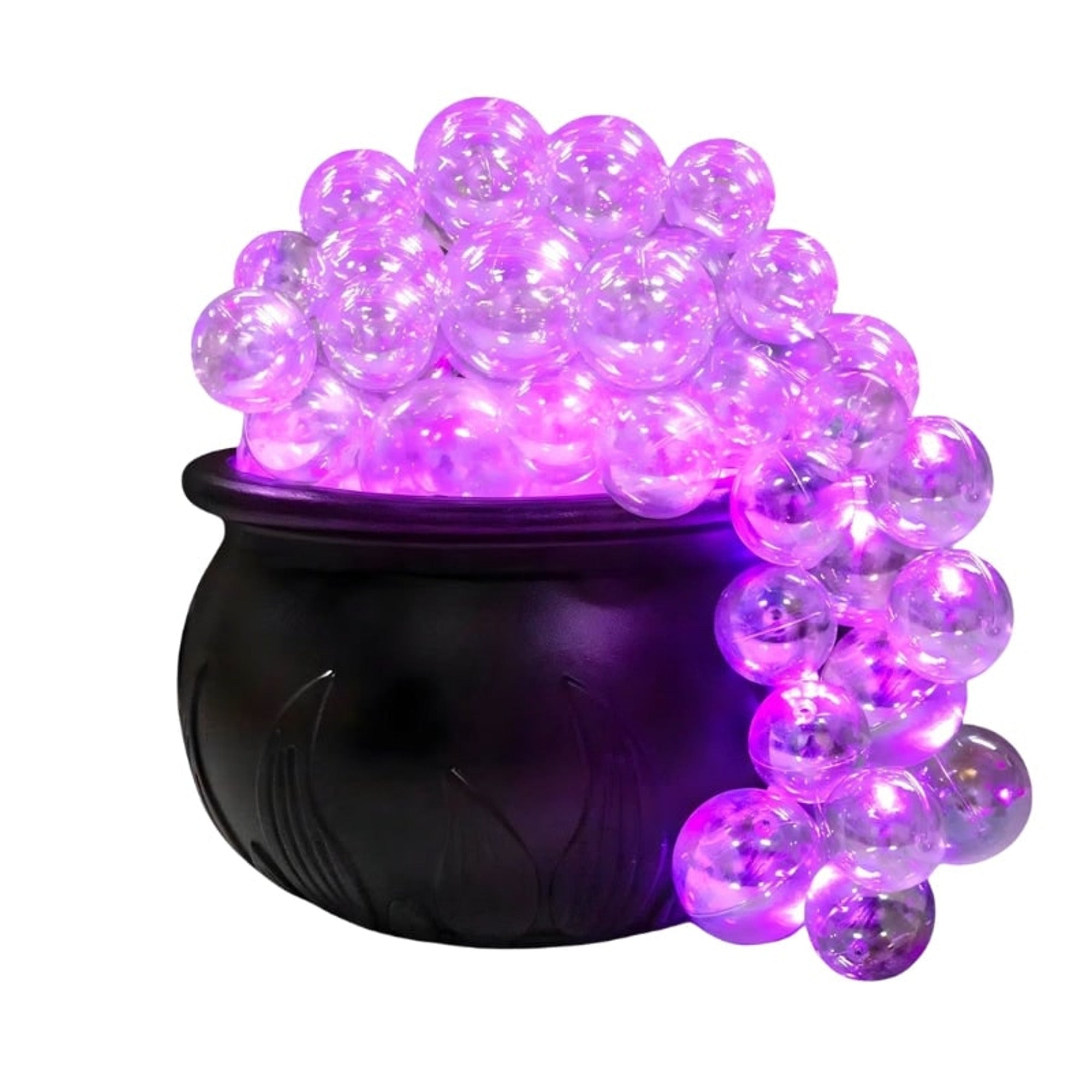 Cauldron Halloween Decoration Bubbling Purple LED Plastic Illuminated Spheres Spilling - Image 1