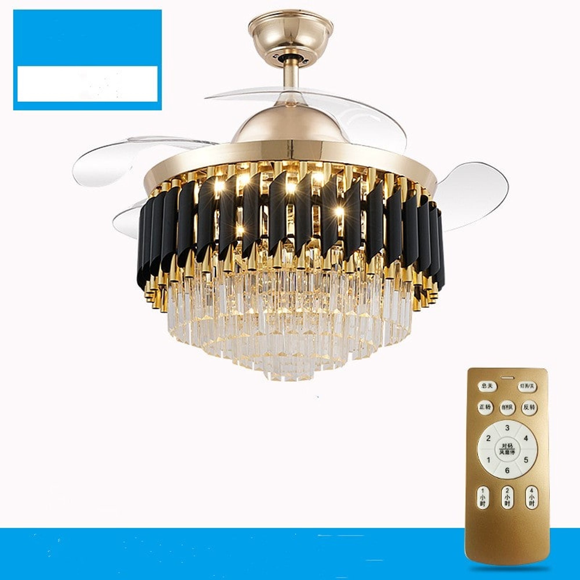 Ceiling Fan LED Chandelier With Transparent Blades - Image 2