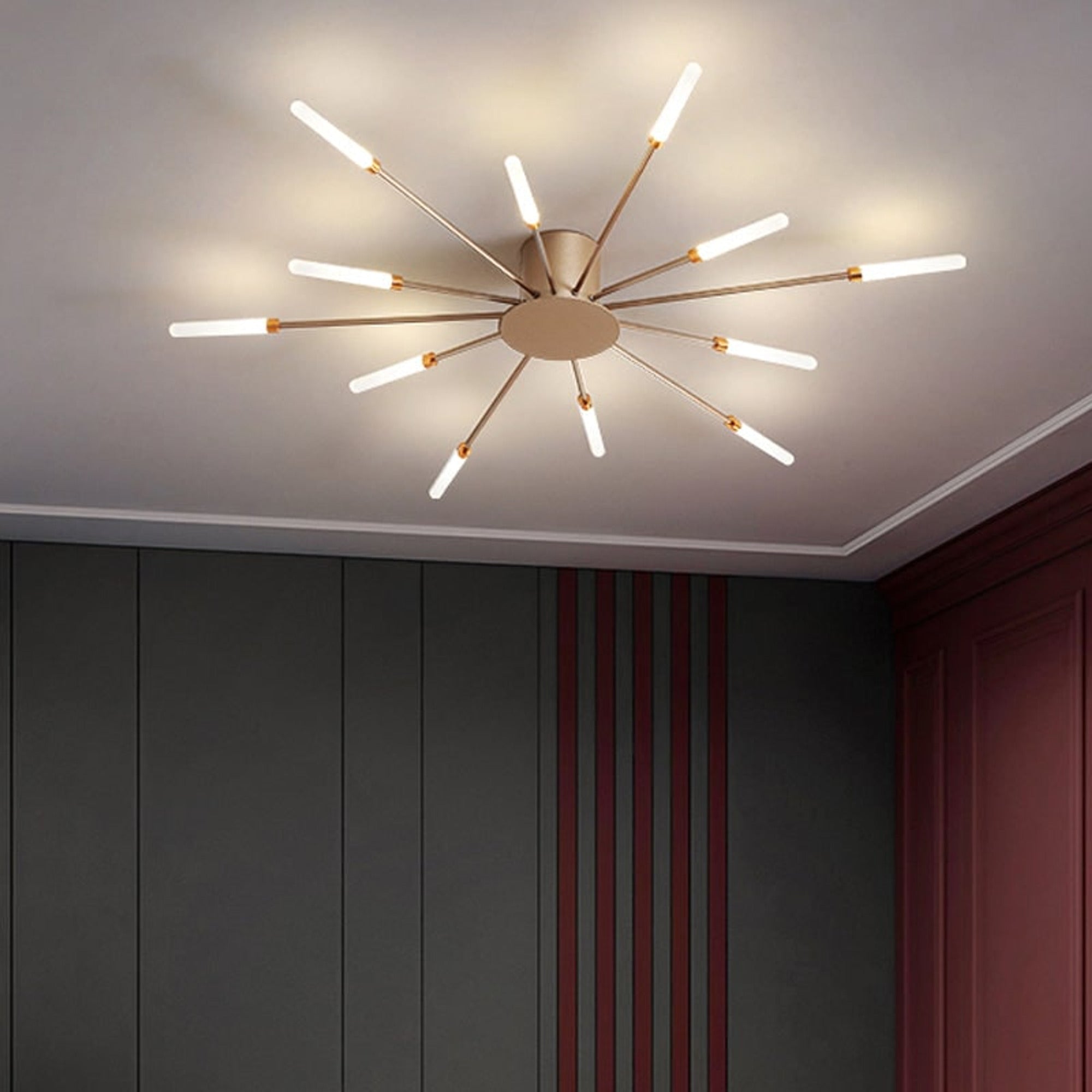 Ceiling Light Burst Semi-recessed LED Starburst With Tube Arms - Image 9