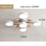Ceiling Light Fixture Modern Geometric Iron Frame With Circular Shade Wooden Accents - Image 9