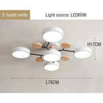Ceiling Light Fixture Modern Geometric Iron Frame With Circular Shades And Wooden Accents - Image 9