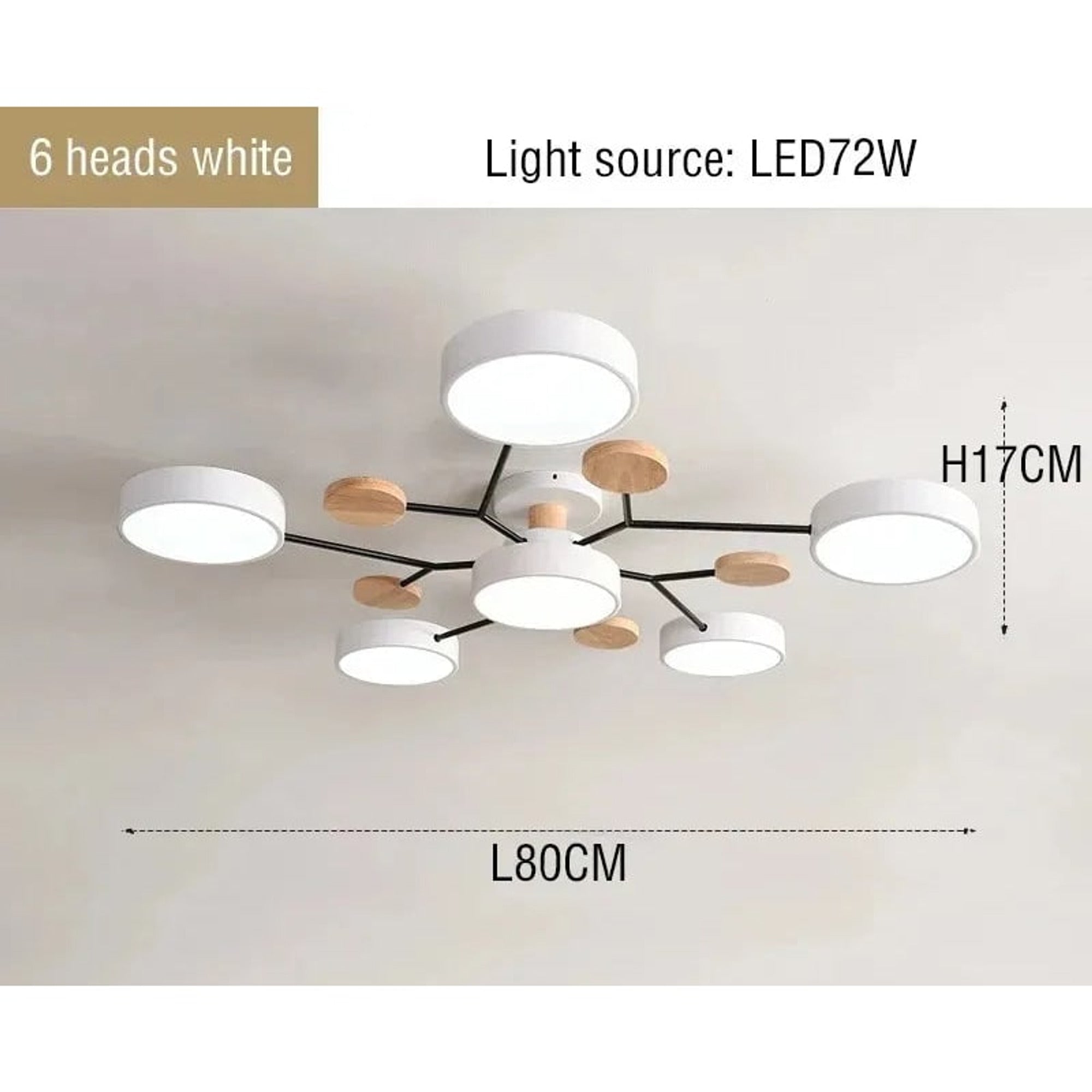 Ceiling Light Fixture Modern Geometric Iron Frame With Circular Shade Wooden Accents - Image 7