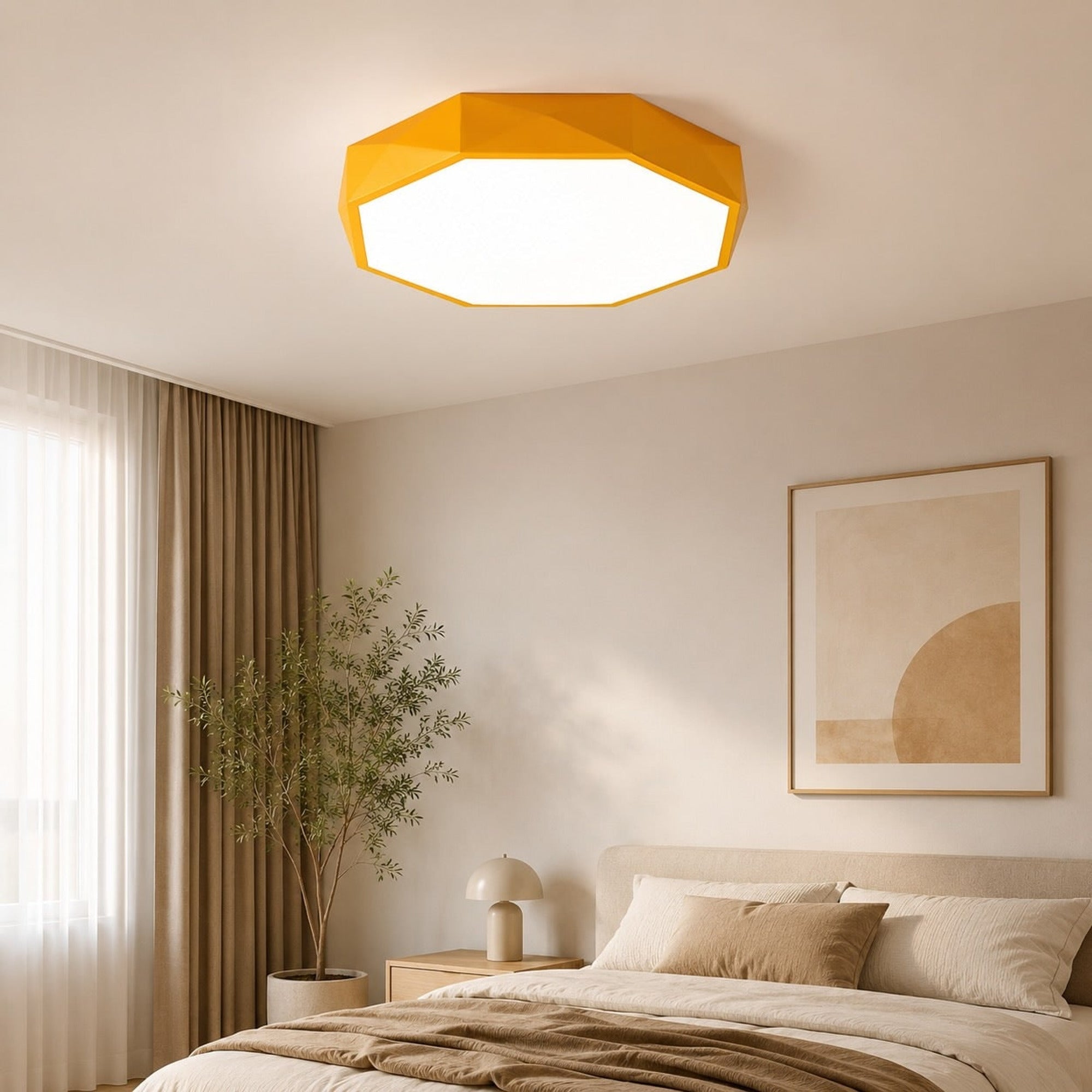 Ceiling Light Flush Mount Octagonal Metal With Integrated LED Remote - Image 2
