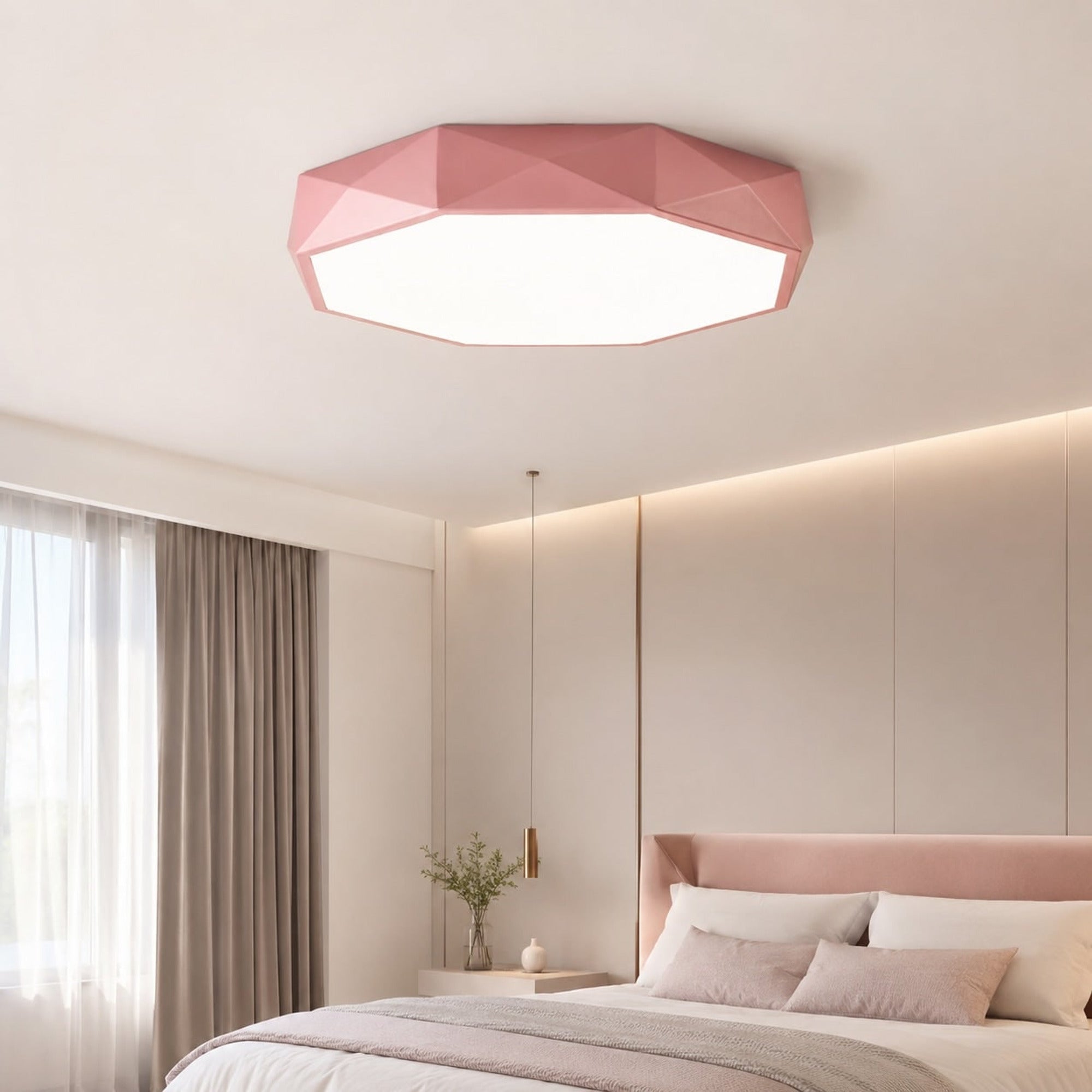 Ceiling Light Flush Mount Octagonal Metal With Integrated LED Remote - Image 5