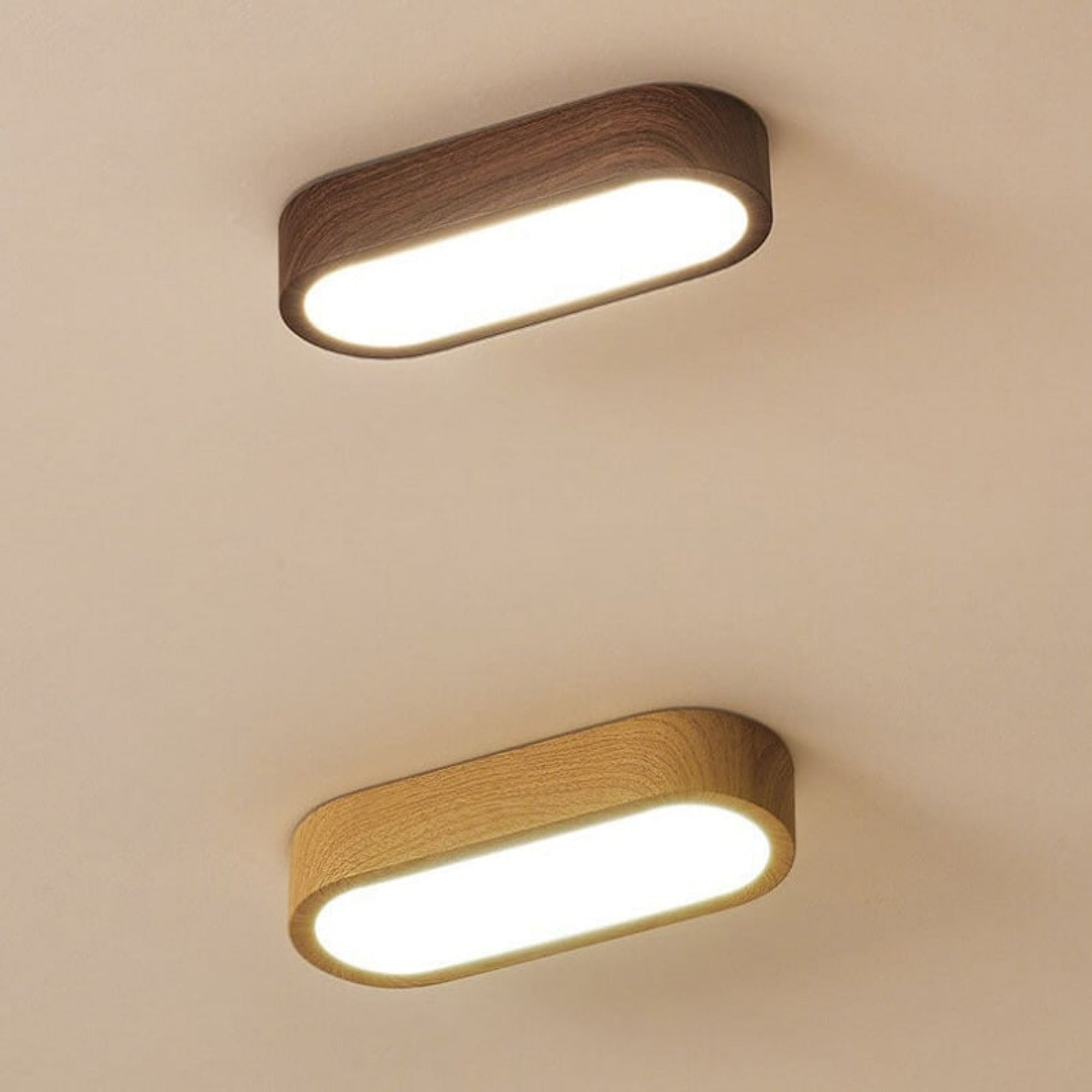 Ceiling Light LED Flush Mount Oval Wooden Finish Modern Indoor - Image 4