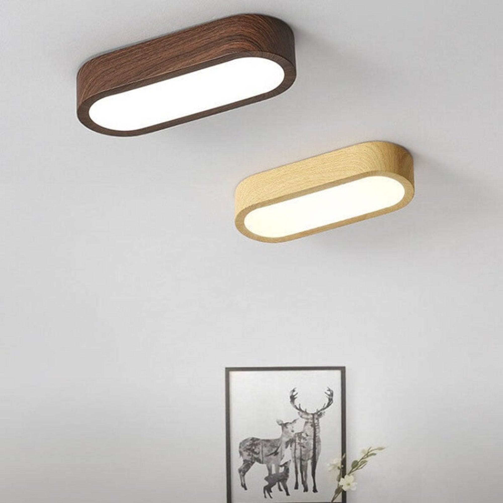Ceiling Light LED Flush Mount Oval Wooden Finish Modern Indoor - Image 5