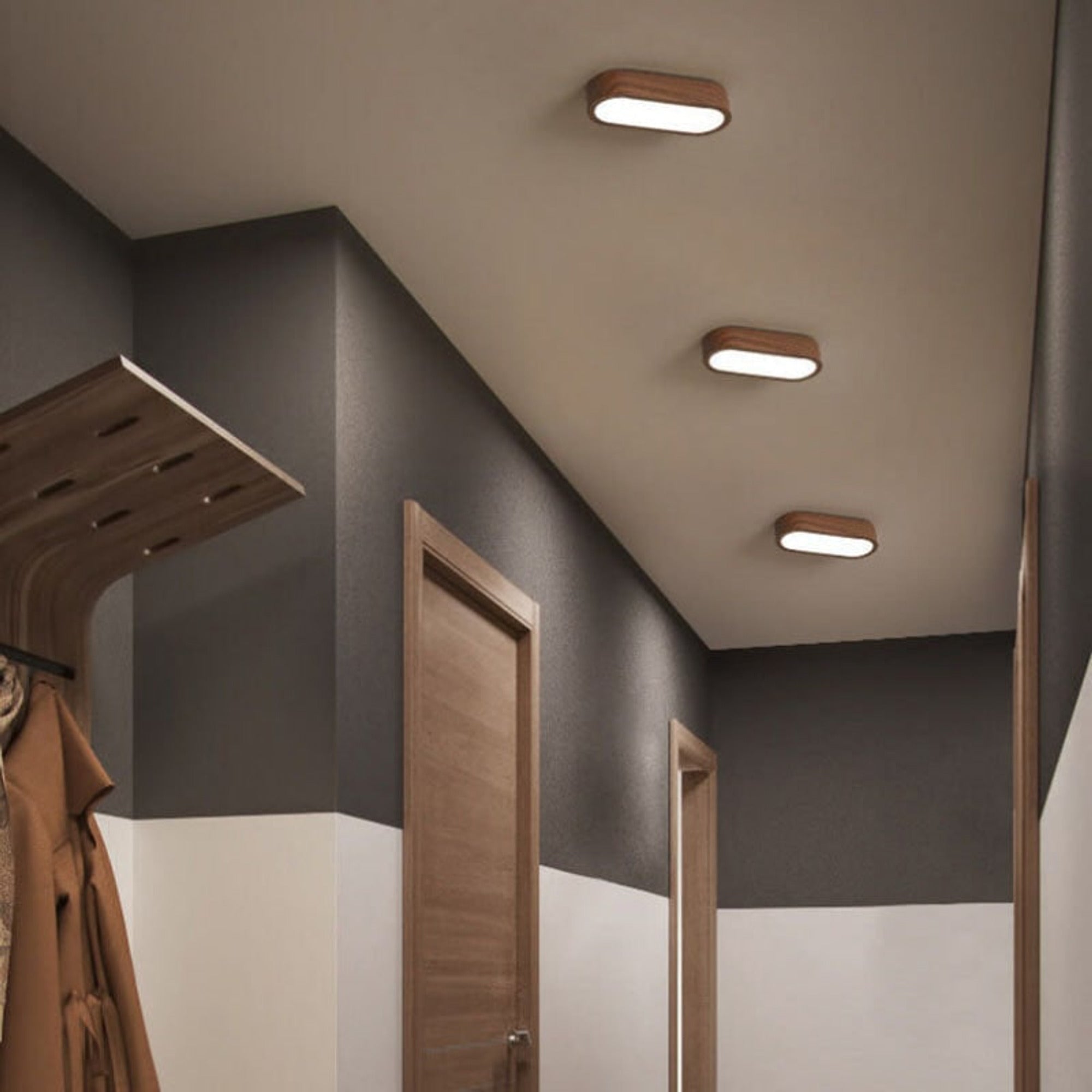 Ceiling Light LED Flush Mount Oval Wooden Finish Modern Indoor - Image 3