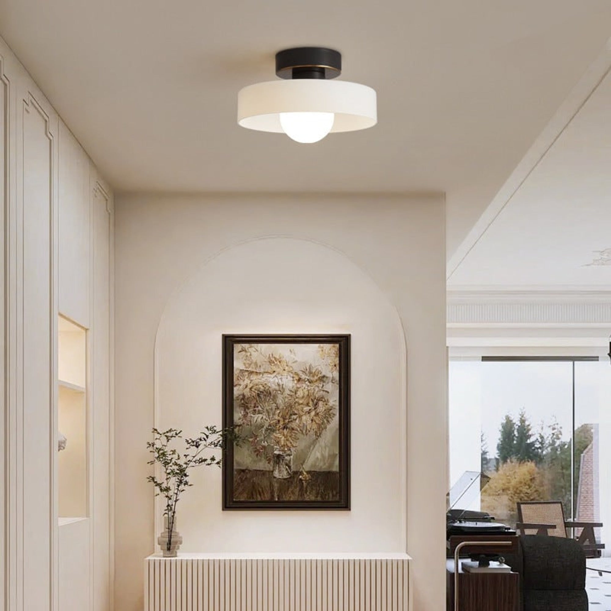 Ceiling Light LED Round Shade Exposed Bulb For Hallway - Image 1