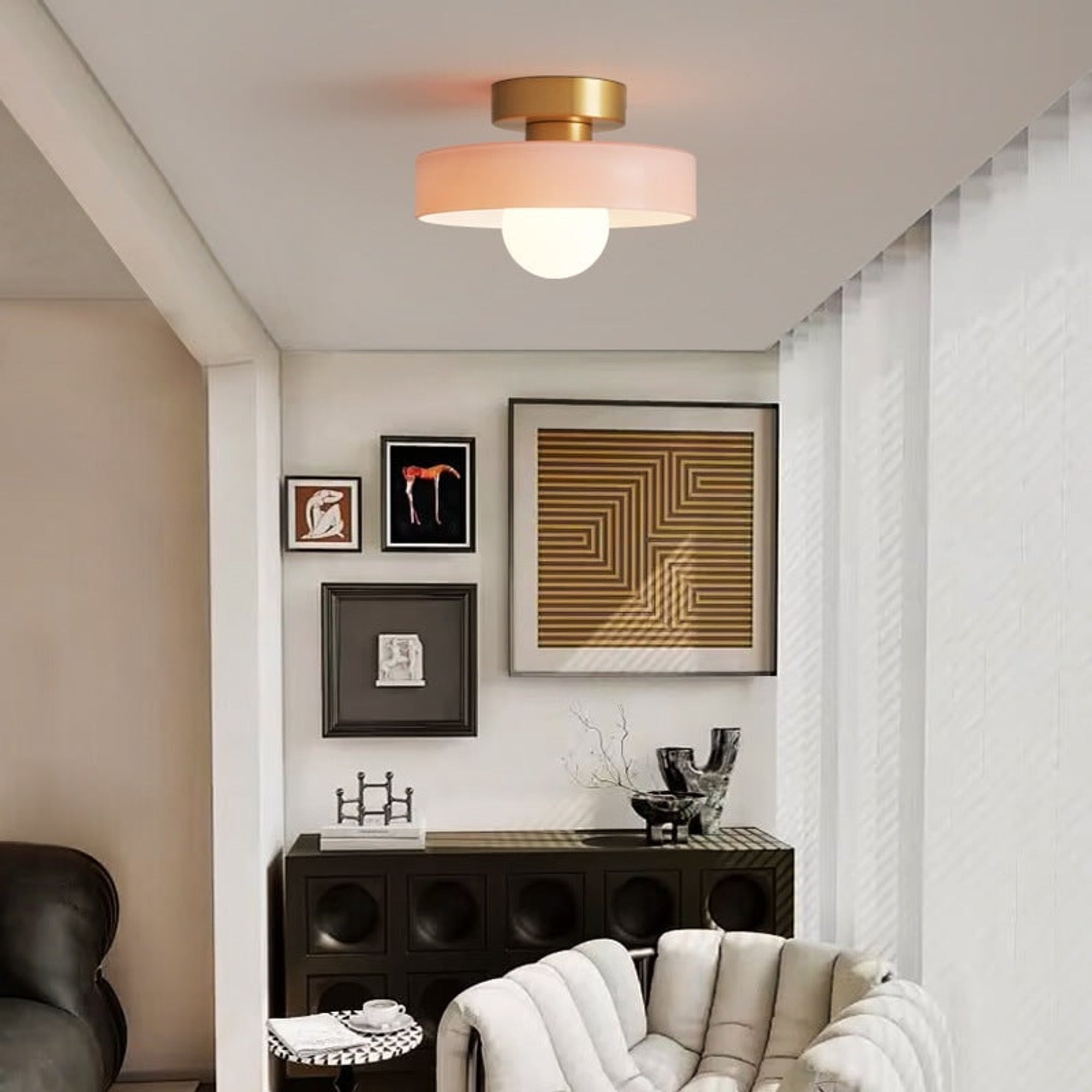 Ceiling Light LED Round Shade Exposed Bulb For Hallway - Image 12
