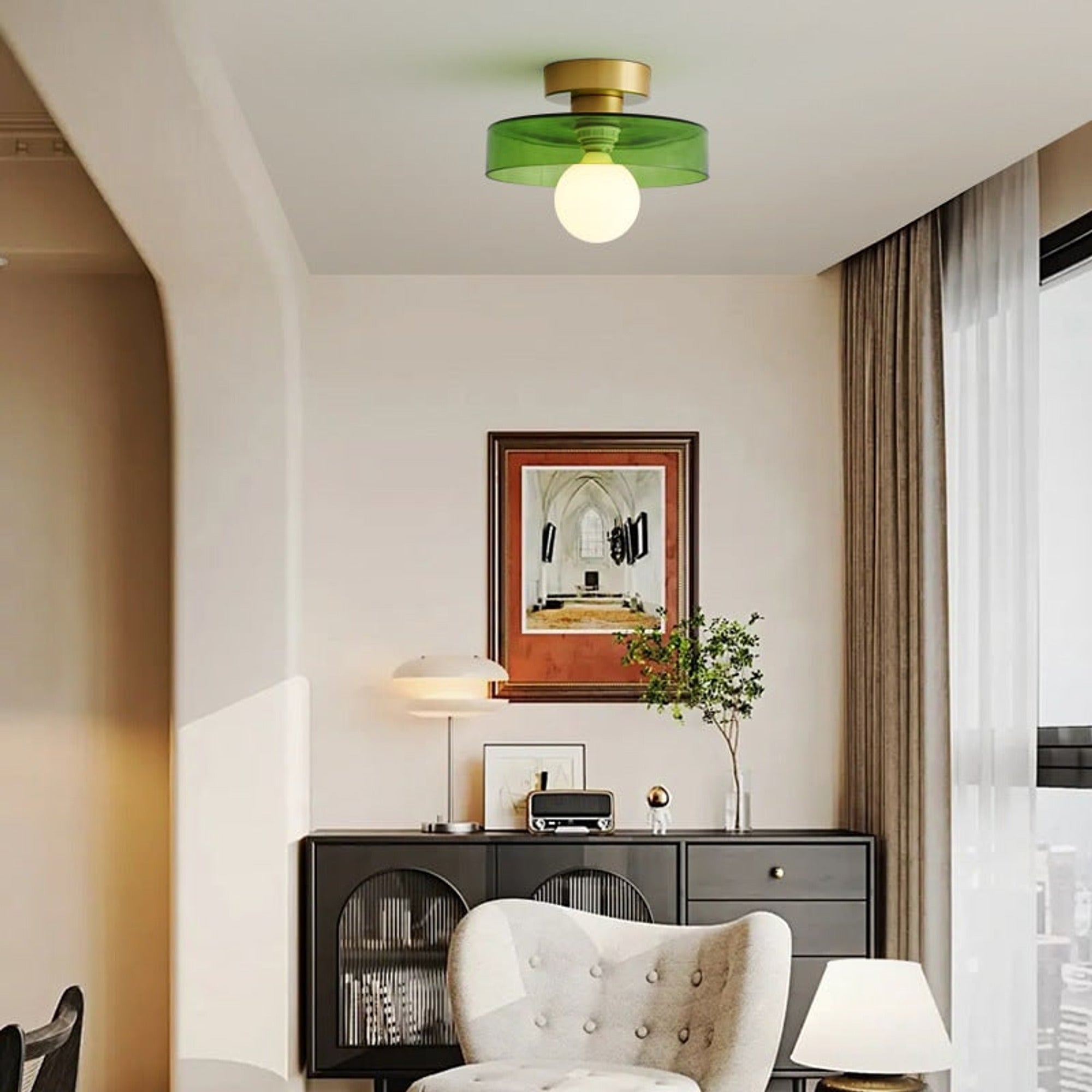 Ceiling Light LED Round Shade Exposed Bulb For Hallway - Image 14