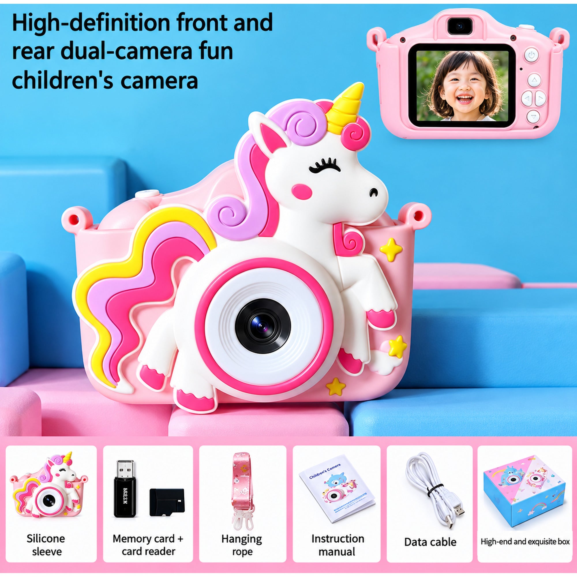 Children's Camera With Unicorn Design 32GB Rechargeable HD Video Recorder For Kids - Image 9