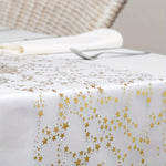 Christmas Linen Table Runner With Elegant Golden Star Organza Design - Image 3