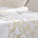 Christmas Linen Table Runner With Elegant Golden Star Organza Design - Image 3