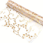 Christmas Linen Table Runner With Elegant Golden Star Organza Design - Image 5